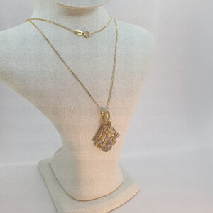 سنسلة الخميسة مرصعة بالحجر من الذهب عيار 18k