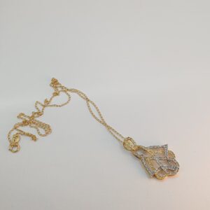 سنسلة الخميسة مرصعة بالحجر من الذهب عيار 18k