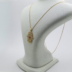 سنسلة الخميسة من معدن الذهب النفيس عيار 18k