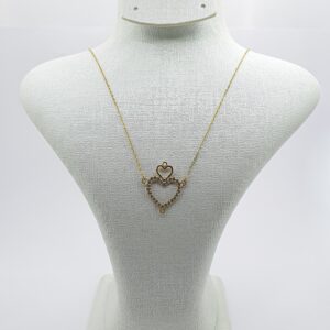 سنسلة قلب فقلب من معدن الذهب النفيس عيار 18k