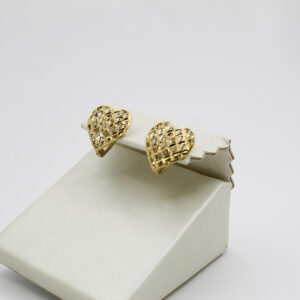 أقراط 3D على شكل قلب من الذهب عيار 18K