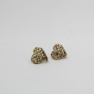 أقراط 3D على شكل قلب من الذهب عيار 18K